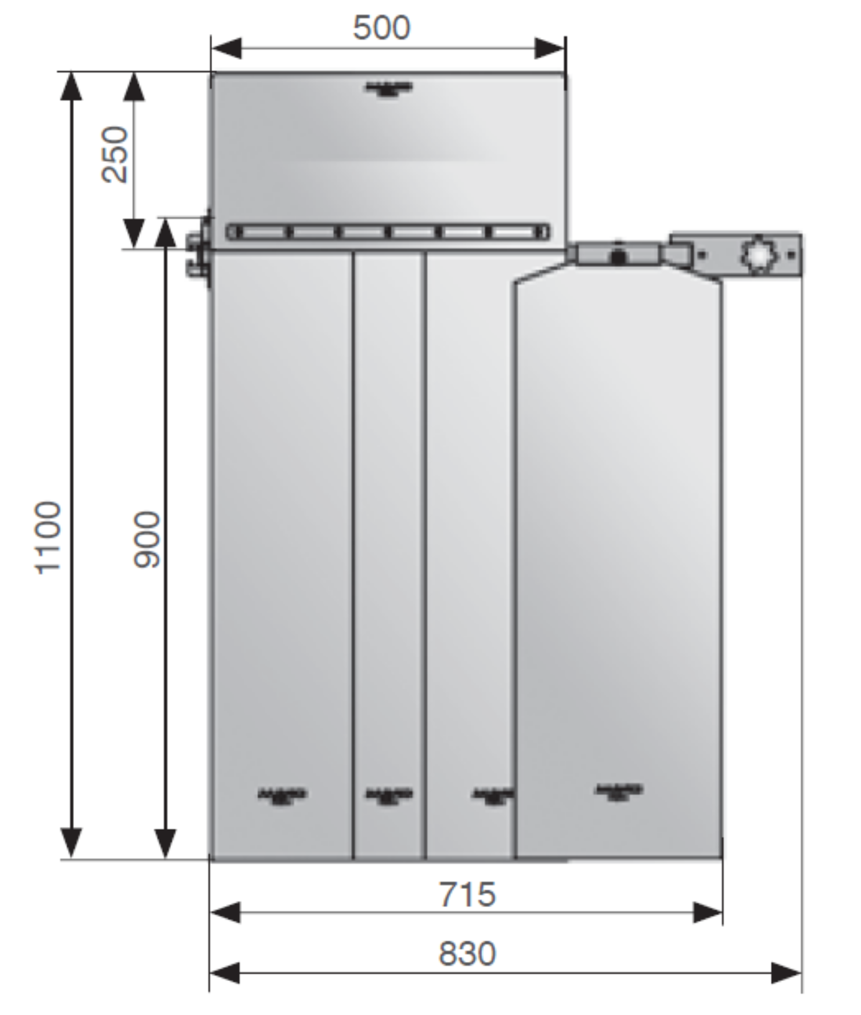 Lower body protection with universal adapter, suitable for accessory rails from 7 x 25 mm to 10 x 30 mm