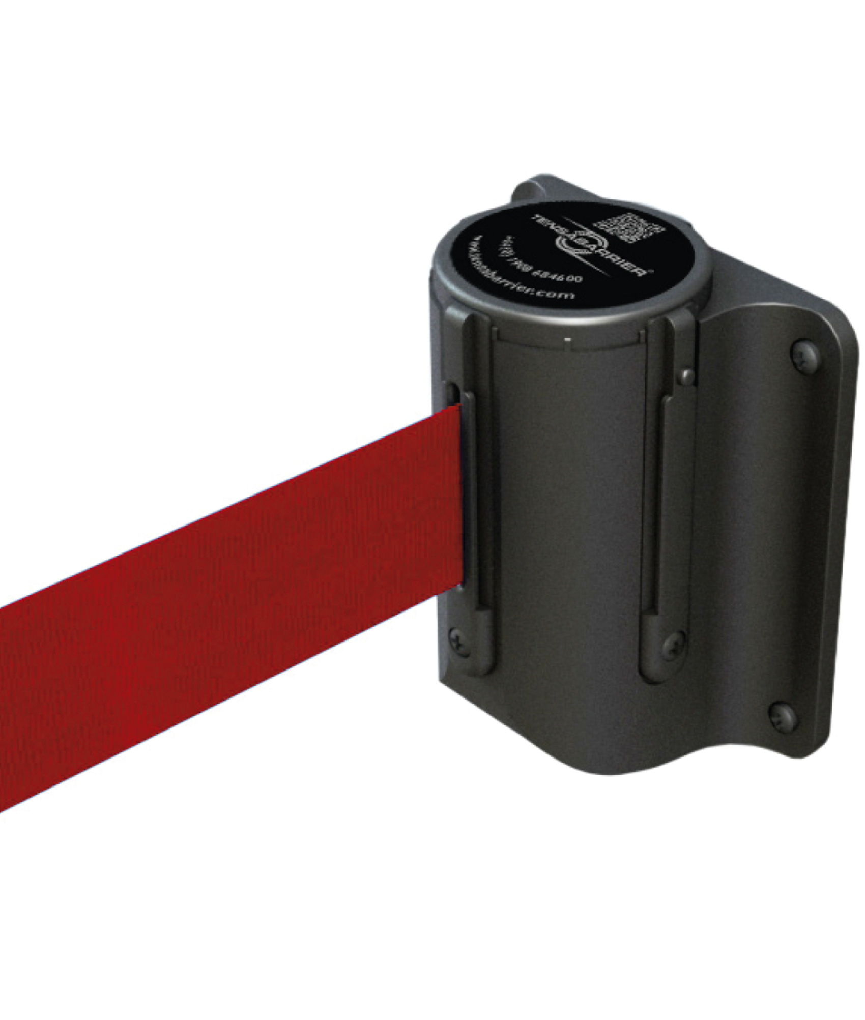 Mini Wall Mount Barrier – up to 2.25m, red belt with “MRI ZONE IV – Restricted Access”
