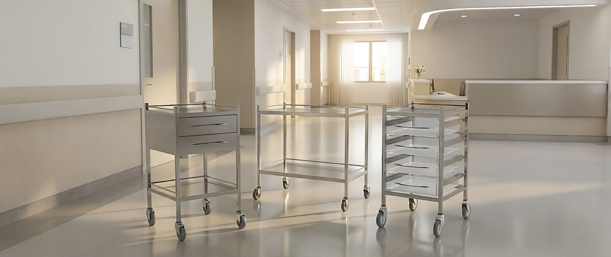 High-Grade Stainless Steel Trolleys Built for Radiology